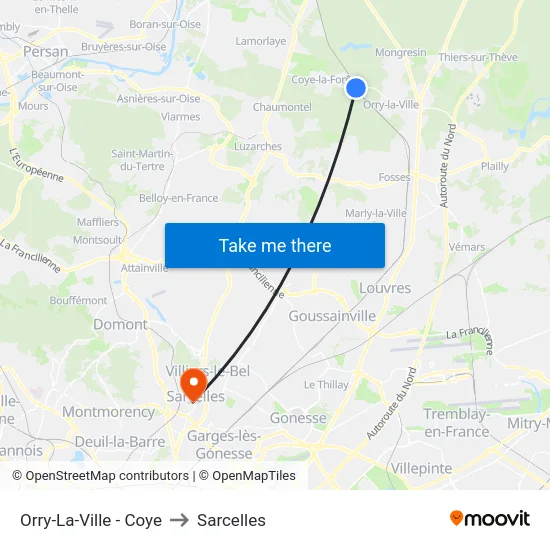 Orry-La-Ville - Coye to Sarcelles map