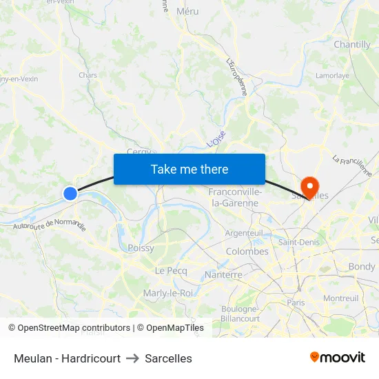 Meulan - Hardricourt to Sarcelles map
