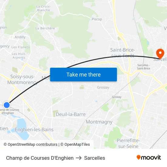Champ de Courses D'Enghien to Sarcelles map