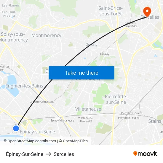 Épinay-Sur-Seine to Sarcelles map