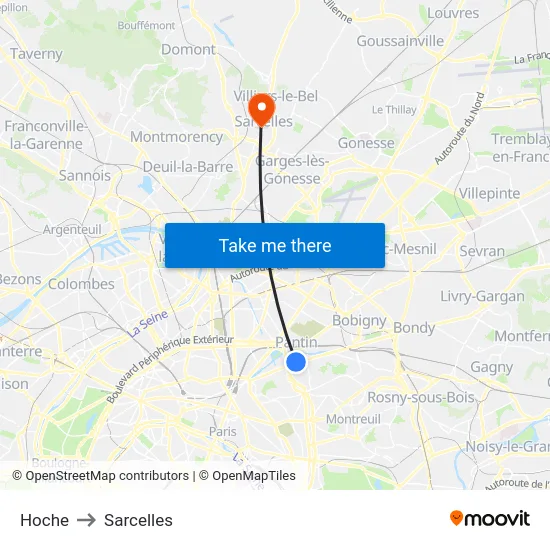 Hoche to Sarcelles map