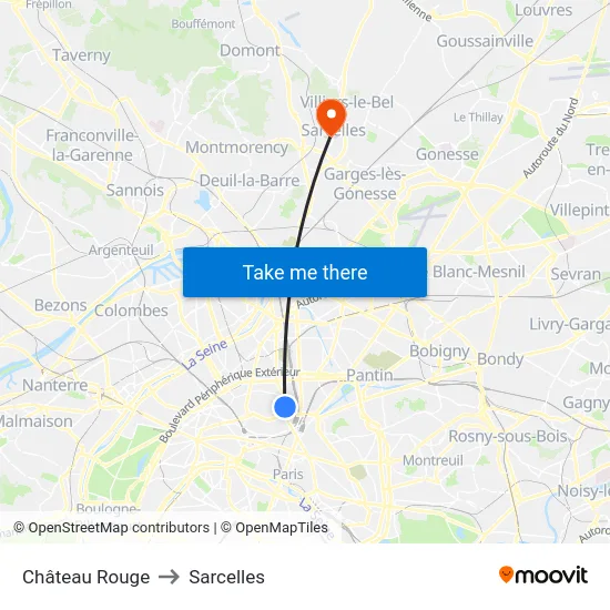 Château Rouge to Sarcelles map