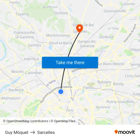 Guy Môquet to Sarcelles map