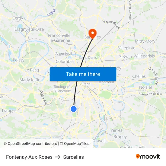 Fontenay-Aux-Roses to Sarcelles map