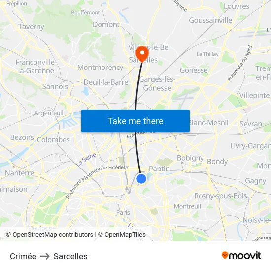 Crimée to Sarcelles map