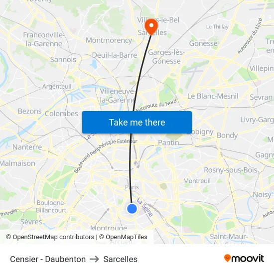 Censier - Daubenton to Sarcelles map