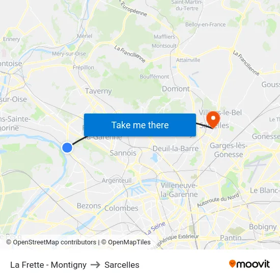 La Frette - Montigny to Sarcelles map