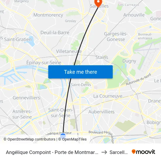 Angélique Compoint - Porte de Montmartre to Sarcelles map