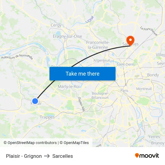 Plaisir - Grignon to Sarcelles map