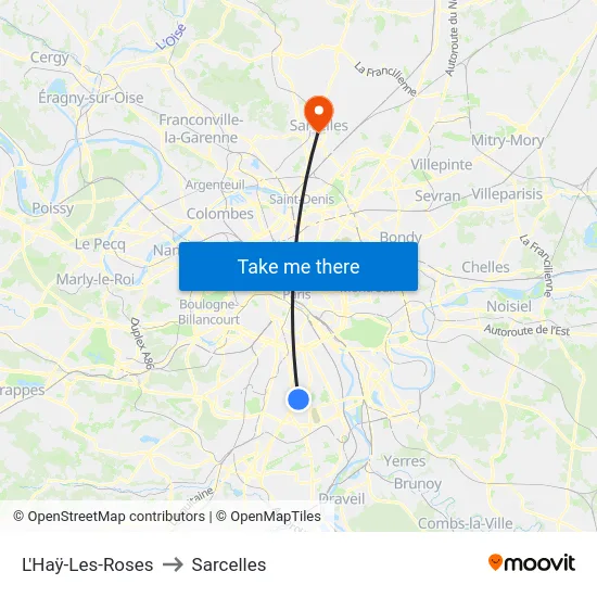 L'Haÿ-Les-Roses to Sarcelles map