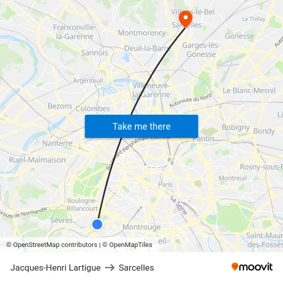 Jacques-Henri Lartigue to Sarcelles map