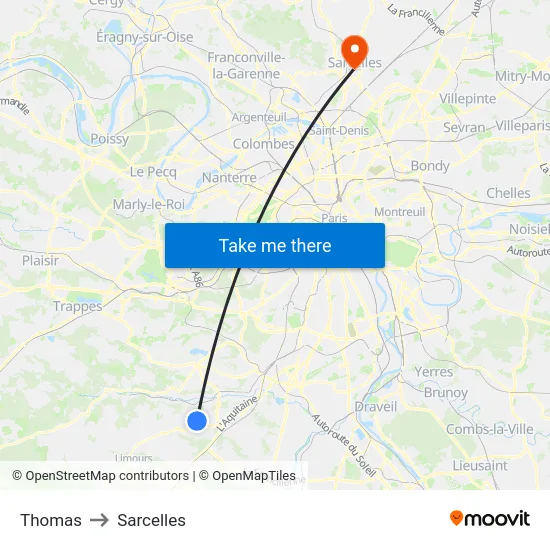 Thomas to Sarcelles map