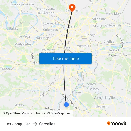 Les Jonquilles to Sarcelles map