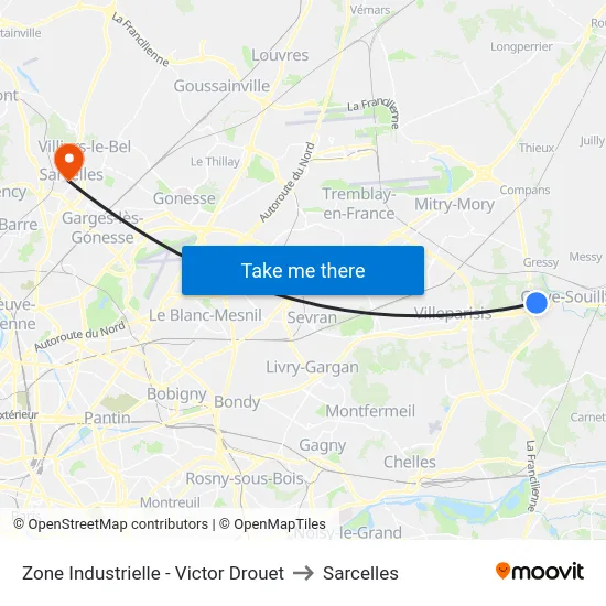 Zone Industrielle - Victor Drouet to Sarcelles map
