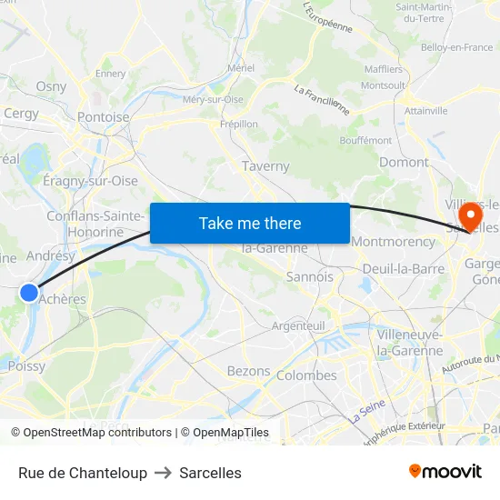 Rue de Chanteloup to Sarcelles map