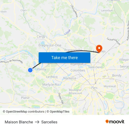 Maison Blanche to Sarcelles map