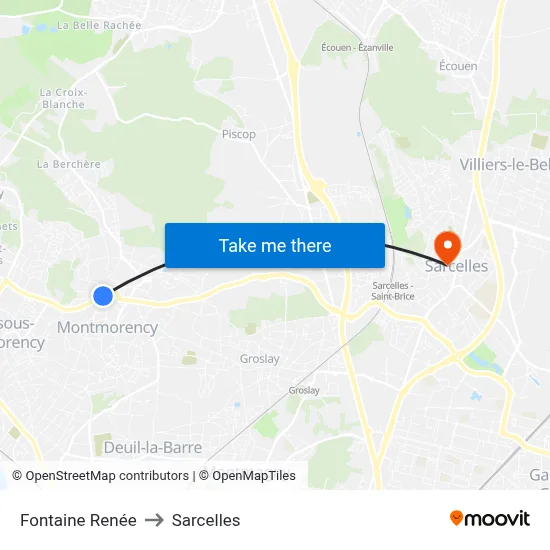 Fontaine Renée to Sarcelles map