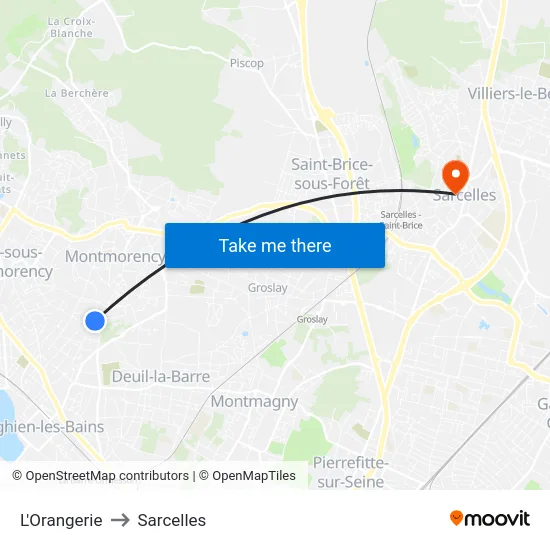 L'Orangerie to Sarcelles map