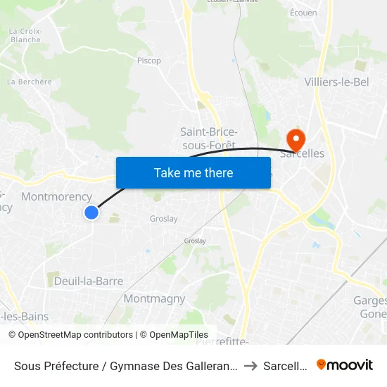 Sous Préfecture / Gymnase Des Gallerands to Sarcelles map
