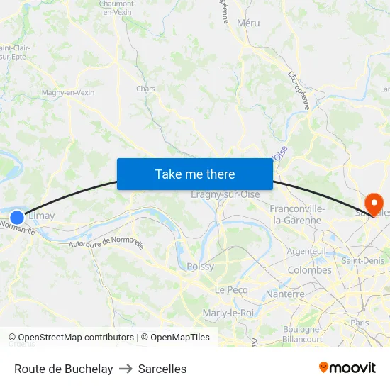 Route de Buchelay to Sarcelles map