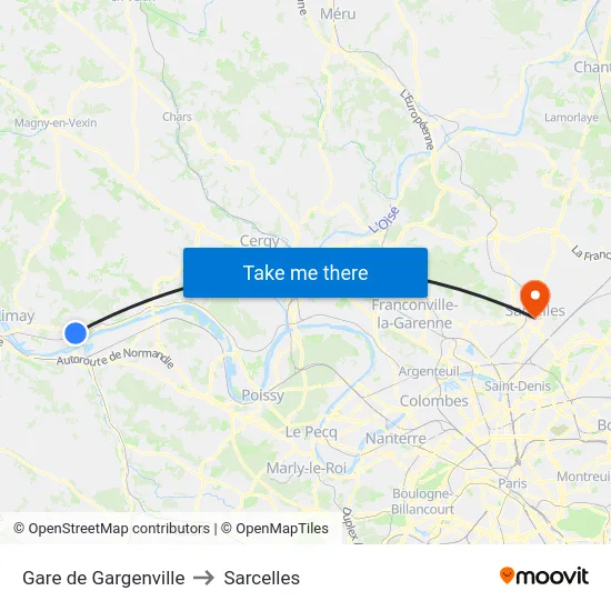 Gare de Gargenville to Sarcelles map