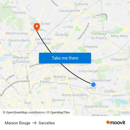Maison Rouge to Sarcelles map