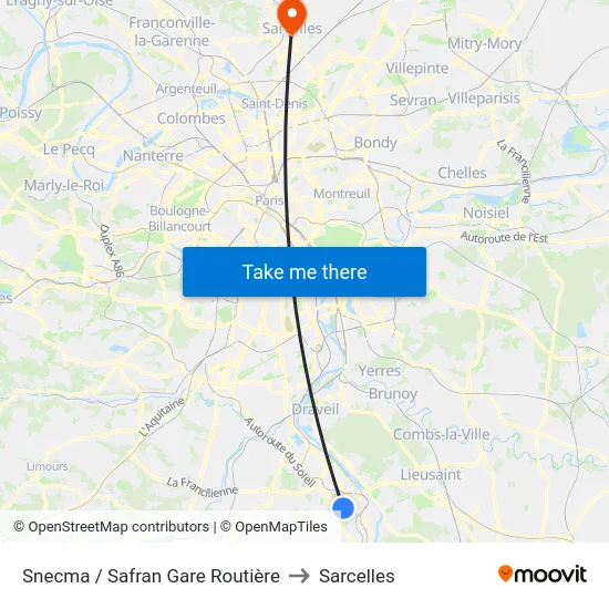 Snecma / Safran Gare Routière to Sarcelles map