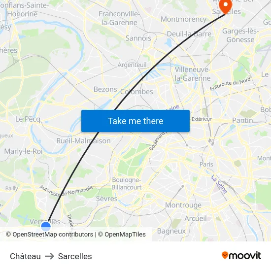 Château to Sarcelles map