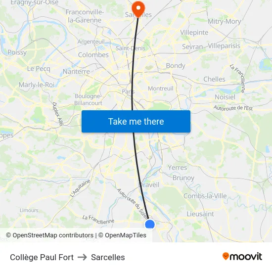 Collège Paul Fort to Sarcelles map
