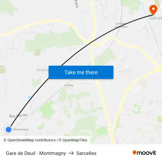 Gare de Deuil - Montmagny to Sarcelles map