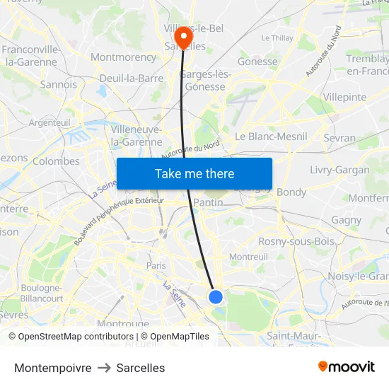 Montempoivre to Sarcelles map