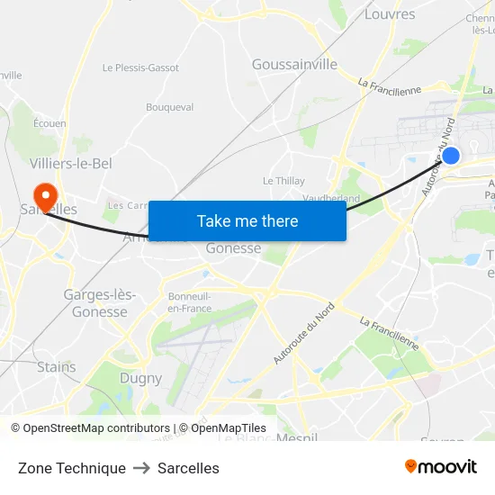 Zone Technique to Sarcelles map