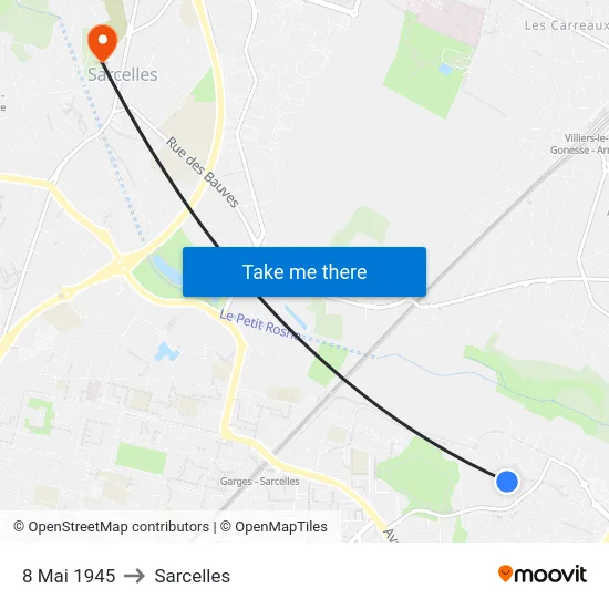 8 Mai 1945 to Sarcelles map