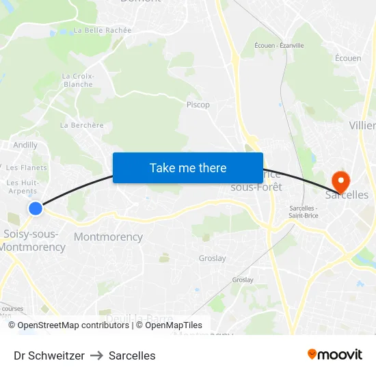 Dr Schweitzer to Sarcelles map