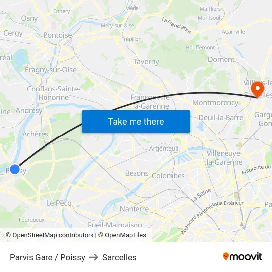 Parvis Gare / Poissy to Sarcelles map