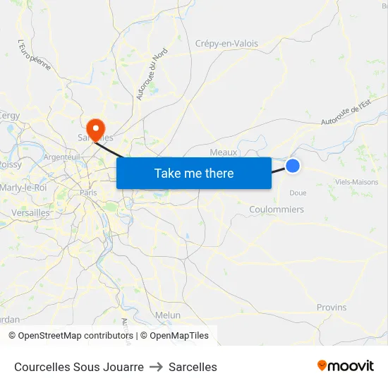 Courcelles Sous Jouarre to Sarcelles map