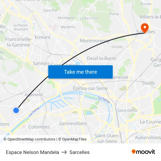 Espace Nelson Mandela to Sarcelles map