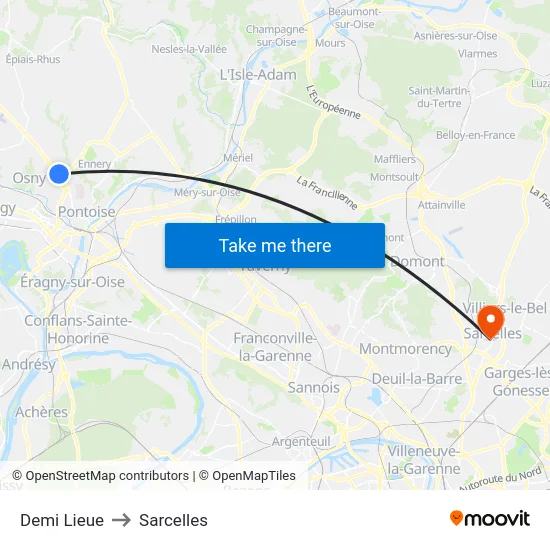 Demi Lieue to Sarcelles map