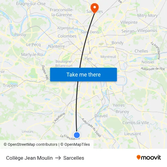 Collège Jean Moulin to Sarcelles map