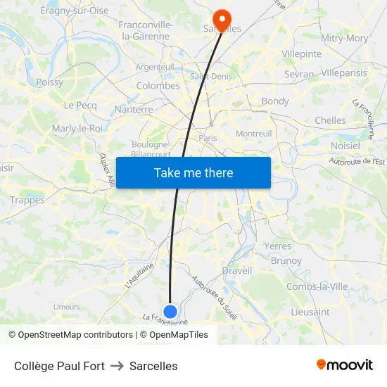 Collège Paul Fort to Sarcelles map