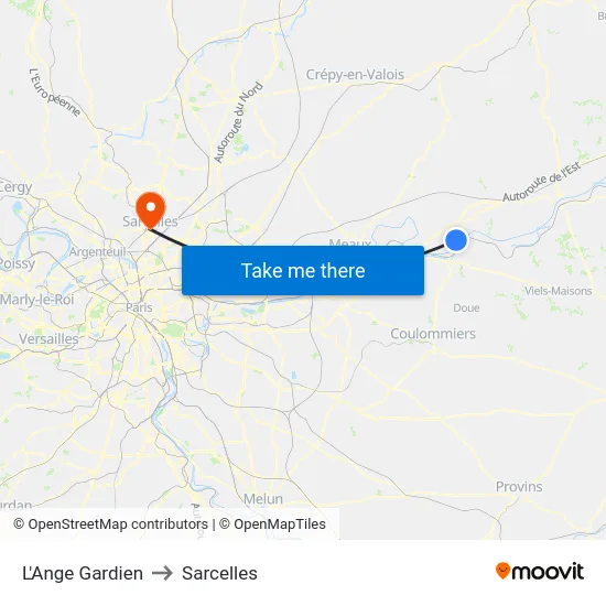 L'Ange Gardien to Sarcelles map