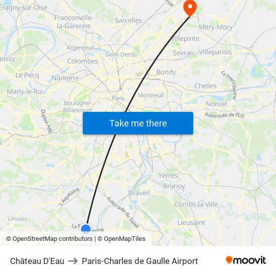 Château D'Eau to Paris-Charles de Gaulle Airport map
