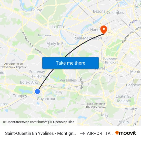 Saint-Quentin En Yvelines - Montigny-Le-Bretonneux to AIRPORT TAXIPRO map