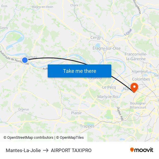 Mantes-La-Jolie to AIRPORT TAXIPRO map