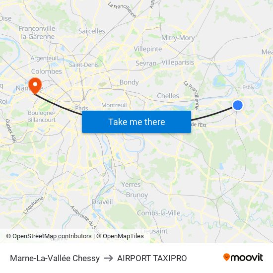 Marne-La-Vallée Chessy to AIRPORT TAXIPRO map
