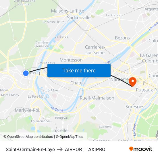 Saint-Germain-En-Laye to AIRPORT TAXIPRO map