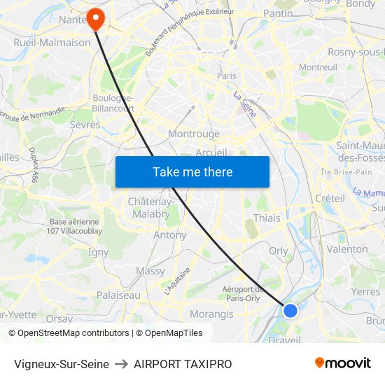 Vigneux-Sur-Seine to AIRPORT TAXIPRO map