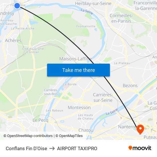 Conflans Fin D'Oise to AIRPORT TAXIPRO map