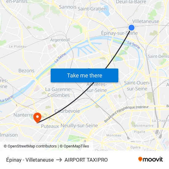 Épinay - Villetaneuse to AIRPORT TAXIPRO map