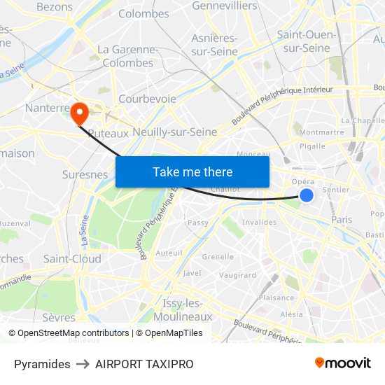Pyramides to AIRPORT TAXIPRO map